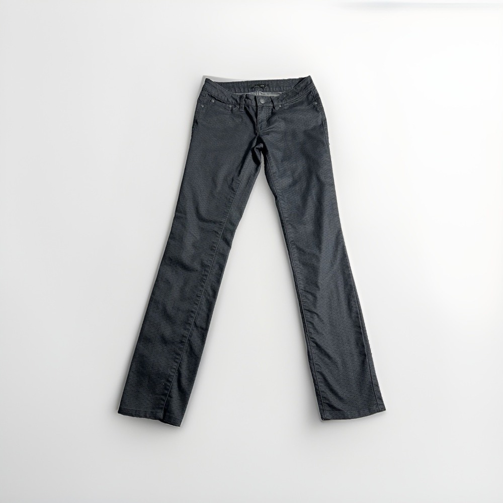 PrAna Kara Jeans Sz2 Gray Textured Slim Organic Cotton Hiking Travel Casual Eco